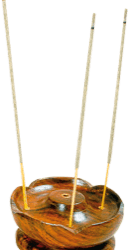 Porte-encens rond bois forme de lotus