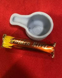 Porte encens en terre cuite bleu